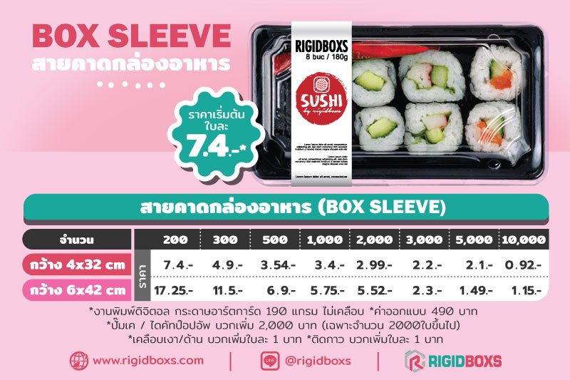แพคเกจราคาสายคาดกล่องอาหาร ขนาดมาตรฐาน